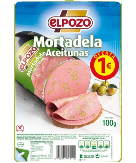 MORTADELA C/14561 LONCHA C/ACEITUNA POZO (1€) 110G