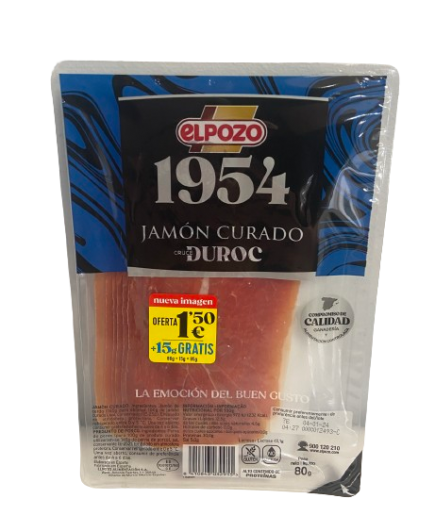 JAMON LONCH CURADO 1954 EPOZO C/14932 (1,5€) B/80G