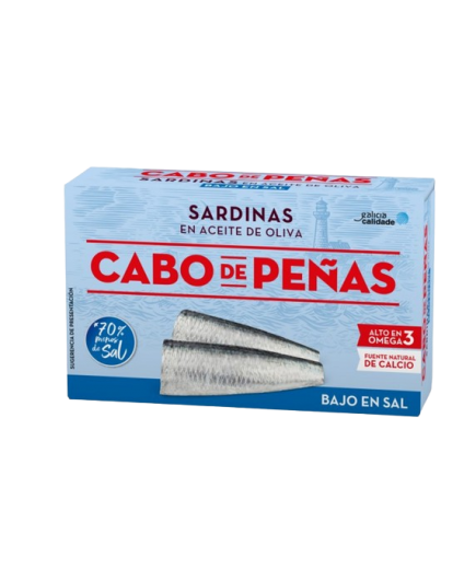 SARDINAS CABO PEÑAS BAJO EN SAL A/OLIVA L/120GR