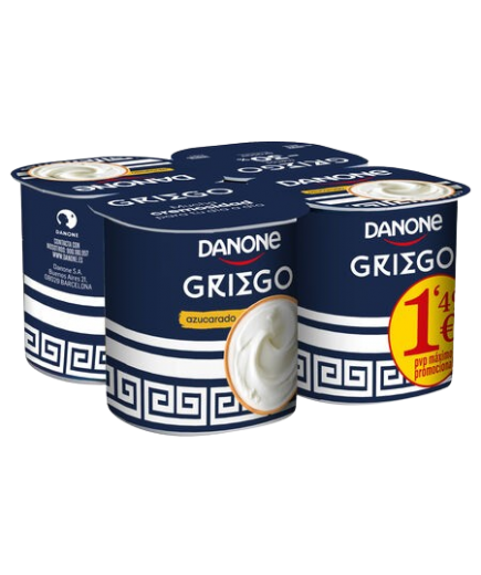 DANONE GRIEGO NATURAL AZUCARADO PACK-4 UD