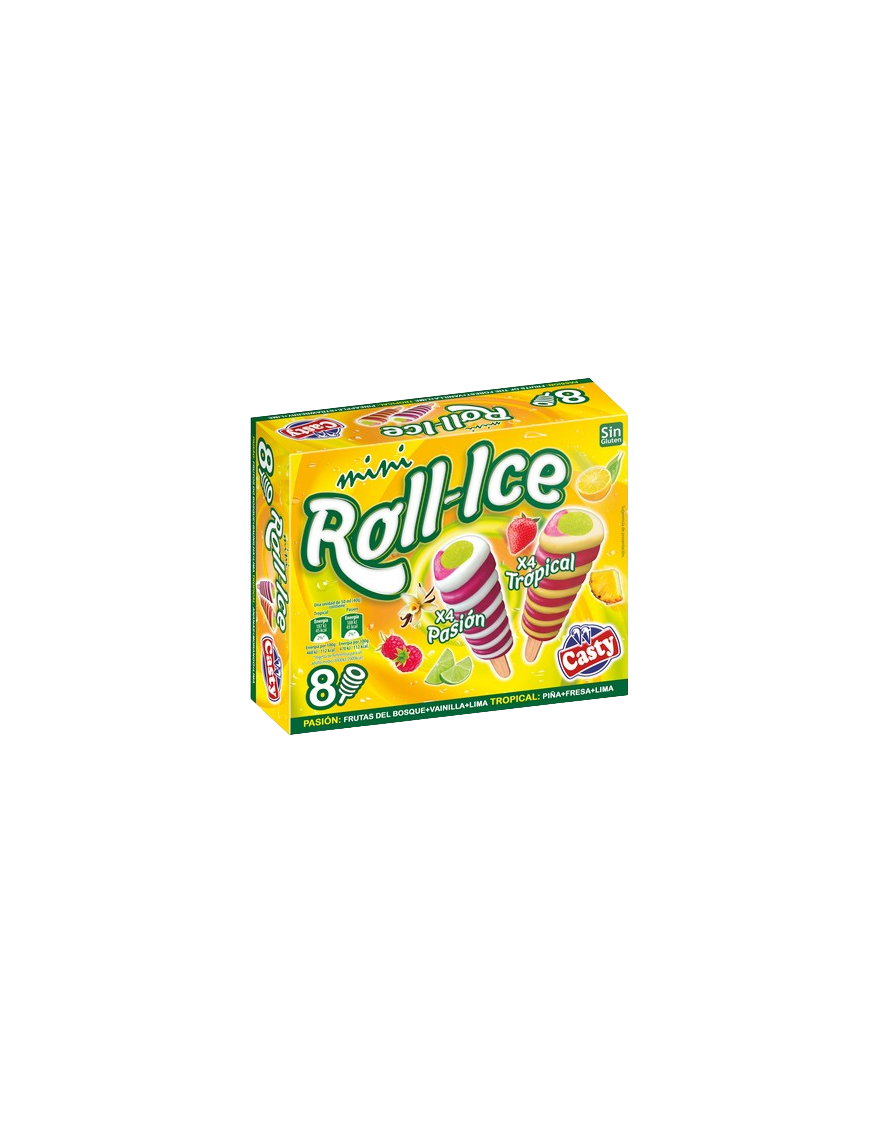 HELADO CASTY MINI ROLL-ICE PASION-TROPIC PACK-8 UD