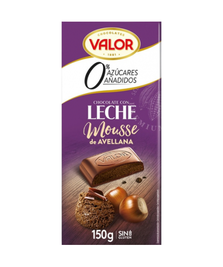CHOCOLATE VALOR LECHE MOUSSE AVELLANA S/AZ 150GR