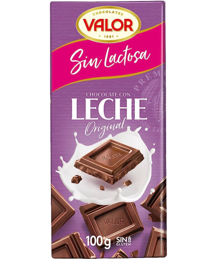 CHOCOLATE VALOR LECHE SIN LACTOSA 100GR