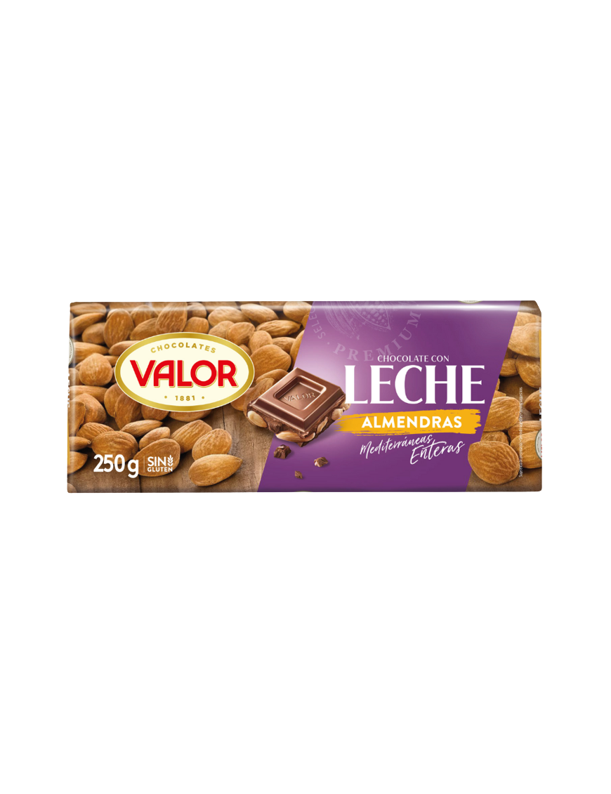 CHOCOLATE VALOR LECHE Y ALMENDRA T/250 GR