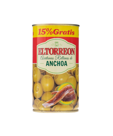 ACEITUNA EL TORREON RELLENA ANCHOA L/350GR+15%GRAT