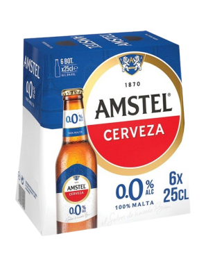 CERVEZA AMSTEL S/ALC.0.0% BOT.25.CL P/6.U.