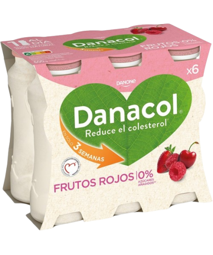 DANONE DANACOL 0% FRUTOS ROJOS P/6UD 600GR