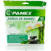 PAÑO DE BAMBU PAMEX 38 X38 ECOLOGICO PACK-10 UD
