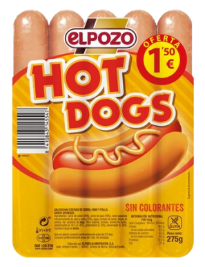 SALCHICHA E/POZO HOT DOGS C/14905 P/275 GR (1,5€)