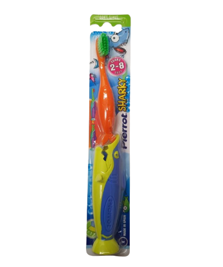 CEPILLO DENTAL PIERROT SHARKY 2-8 AÑOS SUAVE UD