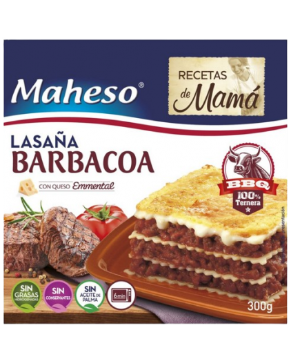LASAÑA CONG. MAHESO CARNE C/BARBACOA 300 GR.
