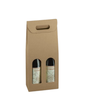 BOTELLERO CARTON 2 BOTELLA COLOR KRAFT UNIDAD