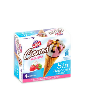 HELADO CASTY CONO NATA/FRESA SIN AZUCAR PACK-4 UD