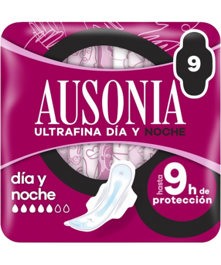 COMPRESA AUSONIA ULTRA NOCHE ALAS PAQUETE 9 UD.