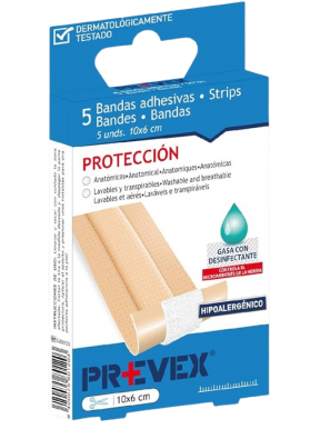 TIRAS PREVEX BANDA C/GASA DESINFEC P/5 UD
