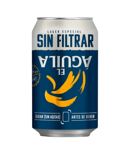 CERVEZA EL AGUILA SIN FILTRAR LATA-33.C.L.