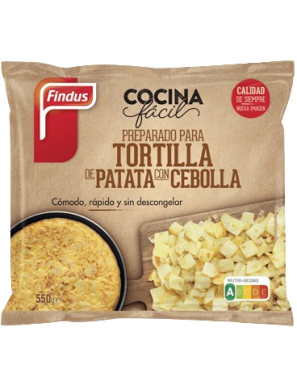 TORTILLA BASE PATATA+CEBOLLA FINDUS CONG. B/550GR