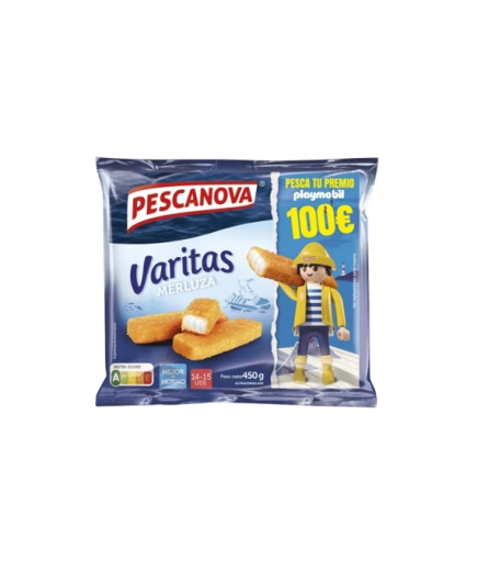 MERLUZA PESCANOVA VARITA EMPANADA UD P/450 GR