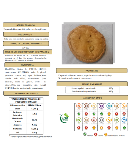 EMPANADA CAMPELO POLLO-CHAMPI 500 KG
