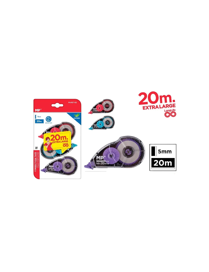 PP CINTA CORRECTORA MP 20M X 5MM PACK-3 UD