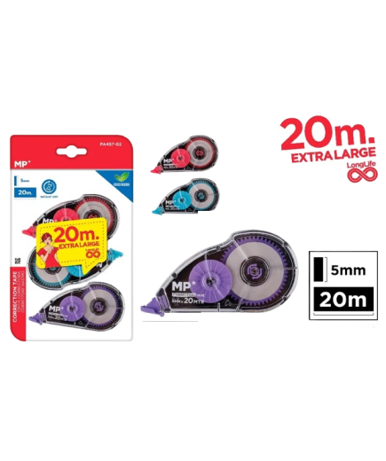 PP CINTA CORRECTORA MP 20M X 5MM PACK-3 UD