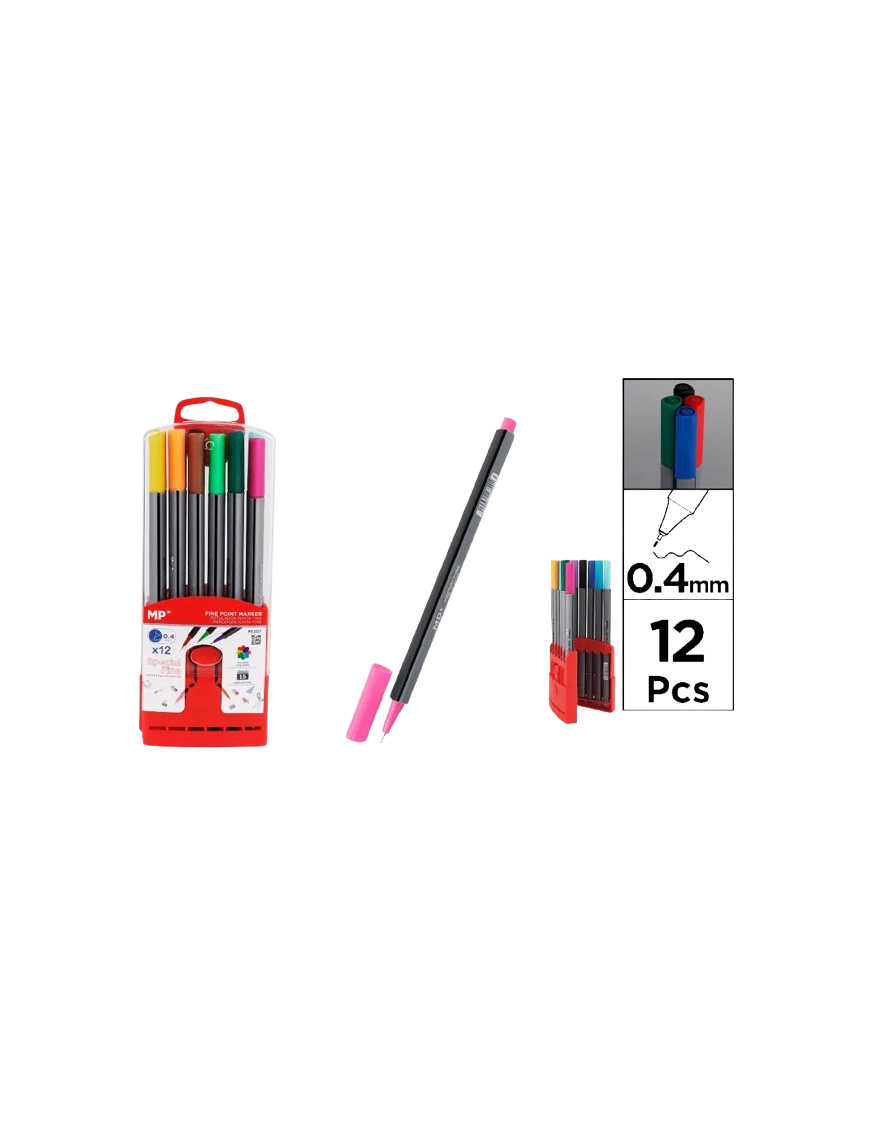 PP ROTULADOR MP PUNTA FINA 0,4 MM COLORES P/12 UD