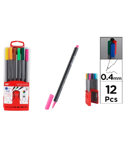 PP ROTULADOR MP PUNTA FINA 0,4 MM COLORES P/12 UD