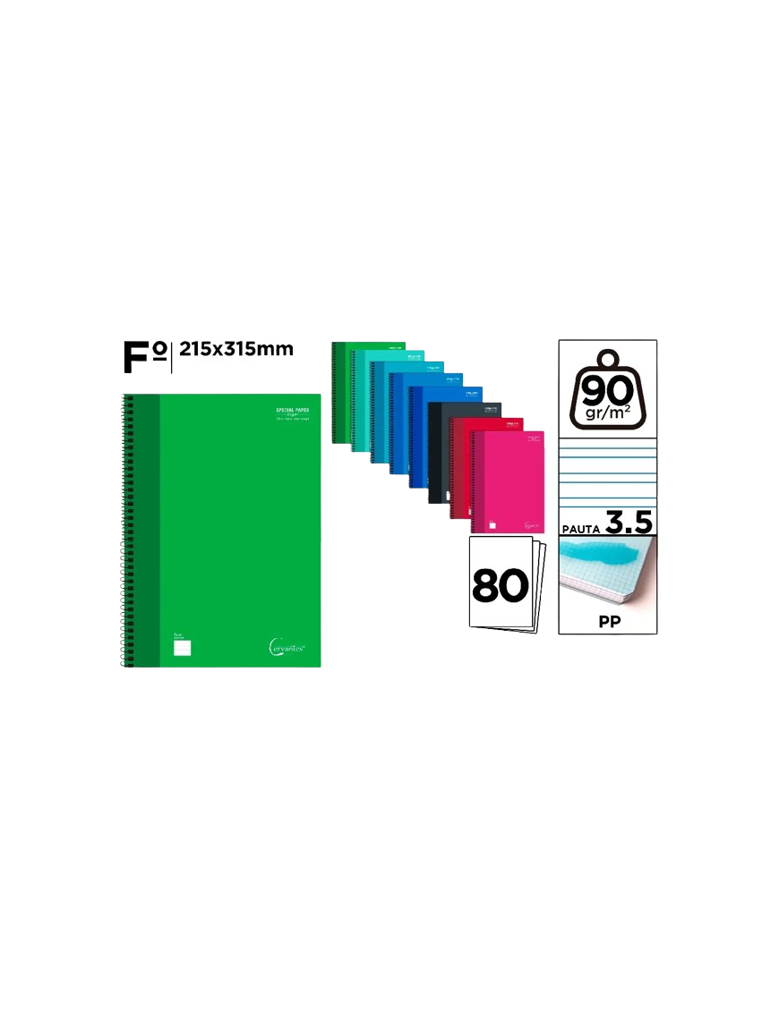 PP CUADERNO CERVANTES 80H Fº PAUTA-3,5 MM UD