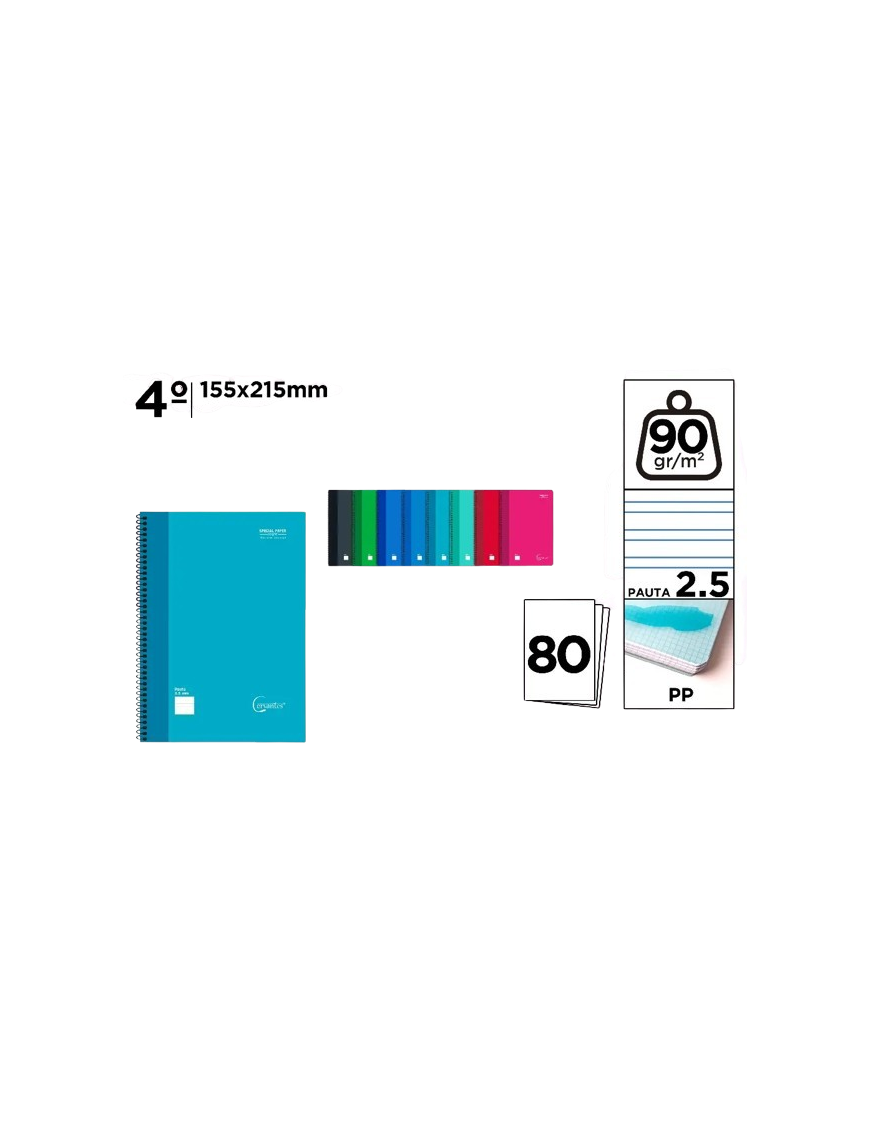 PP CUADERNO CERVANTES 80H 4º PAUTA 2,5  MM UD 