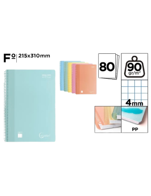 PP CUADERNO CERVANTES 80H Fº CUADRICULA 4 MM UD