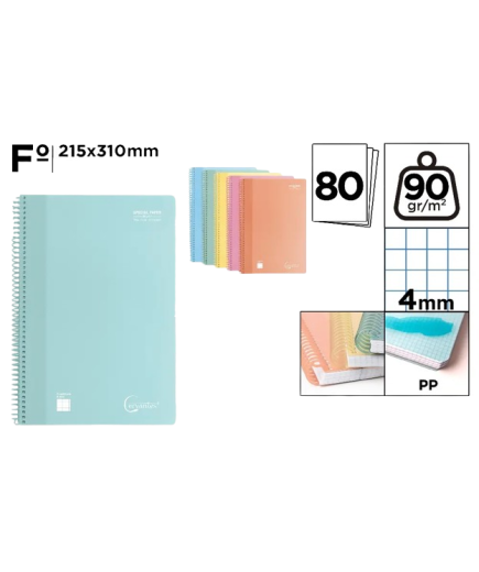 PP CUADERNO CERVANTES 80H Fº CUADRICULA 4 MM UD