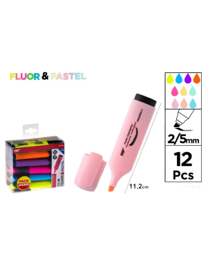 PP SUBRAYADOR MP FLUOR-PASTEL 2/5 MM PACK-12 UD