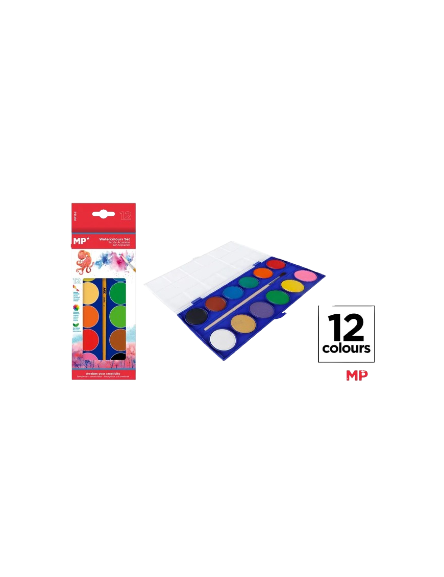 PP ACUARELAS + PINCEL MP 12 COLORES UNIDAD
