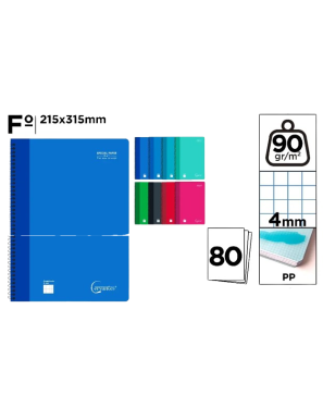 PP CUADERNO CERVANTES 80H Fº CUADRICULA 4 MM UD 