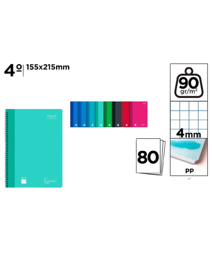 PP CUADERNO CERVANTES 80H 4º CUADRICULA 4 MM UD