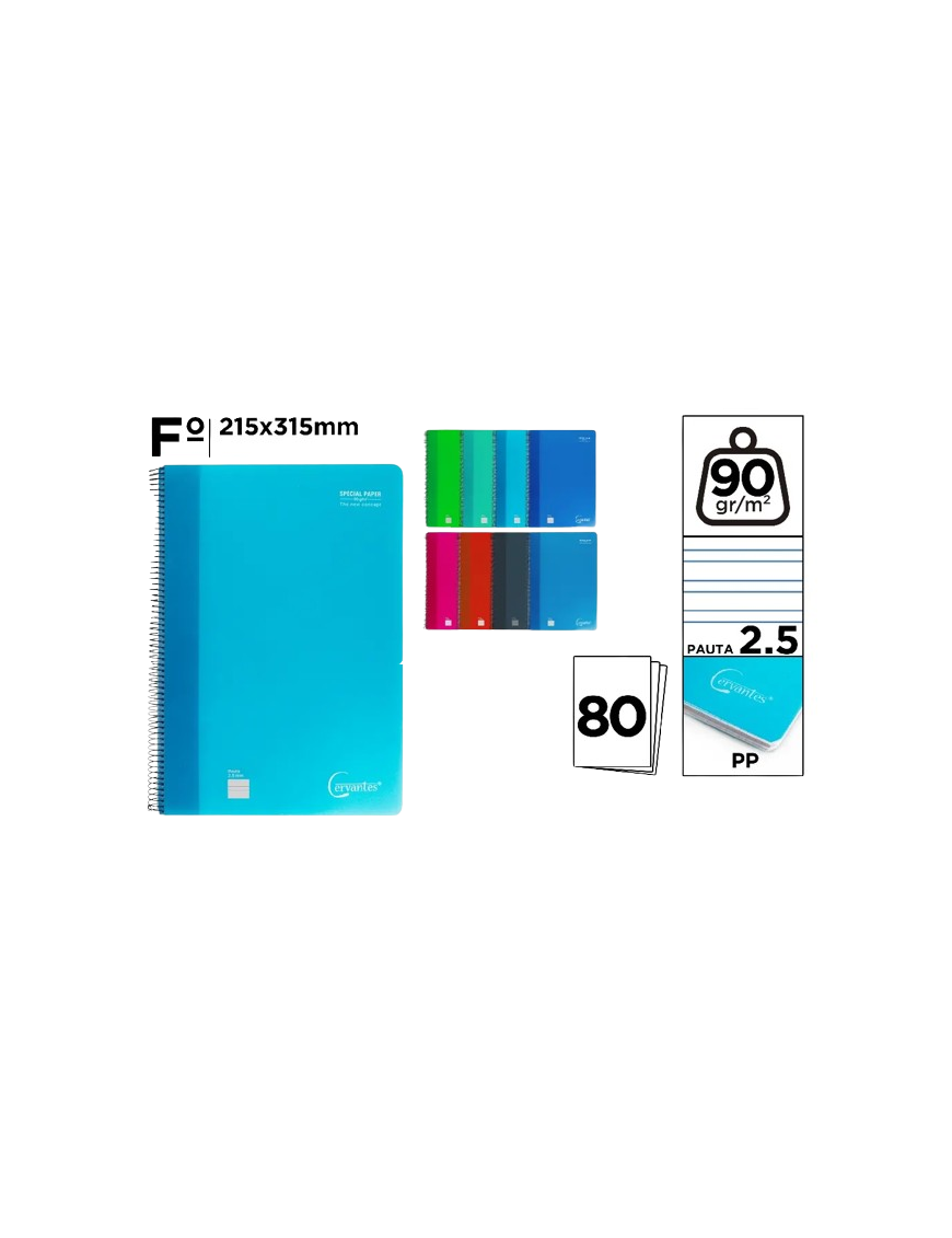 PP CUADERNO CERVANTES 80H Fº PAUTA-2,5 MM UD