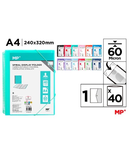 PP CARPETA MP 40 FUNDAS A4 C/ESPIRAL Y GOMAS UD