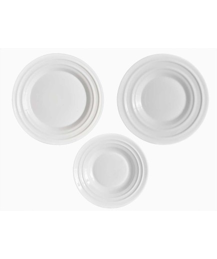 VAJILLA VIVALTO BLANCO ONDAS SET 18 UNIDADES