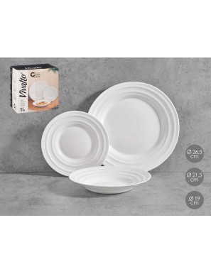 VAJILLA VIVALTO BLANCO ONDAS SET 18 UNIDADES