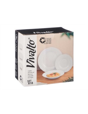 VAJILLA VIVALTO BLANCO ONDAS SET 18 UNIDADES