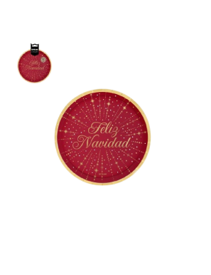 PLATO ROJO F.NAVIDAD 23CM C/1194066 B/6UD