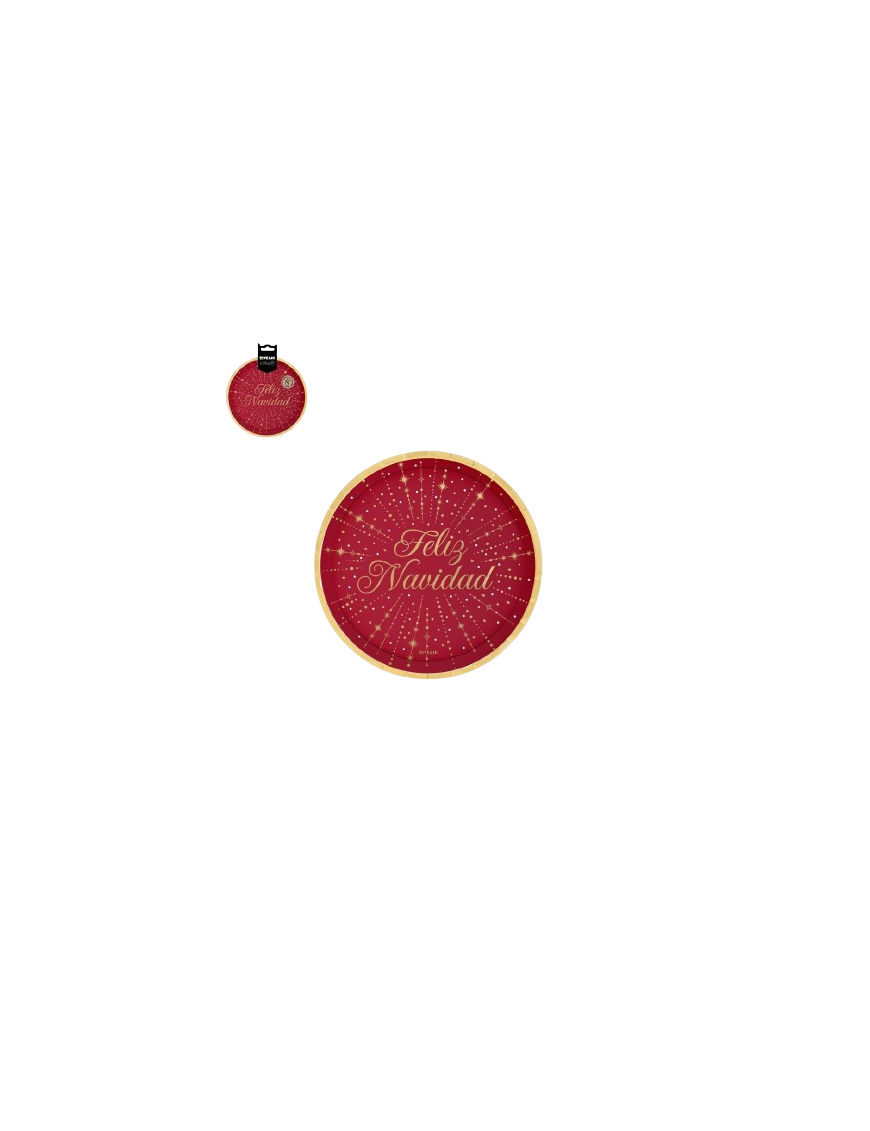 PLATO ROJO F.NAVIDAD 23CM C/1194066 B/6UD