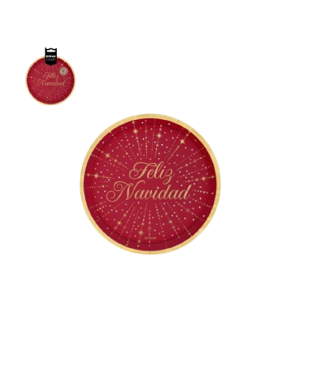 PLATO ROJO F.NAVIDAD 23CM C/1194066 B/6UD