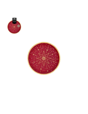 PLATO ROJO F.NAVIDAD 17CM C/1194067 B/6UD