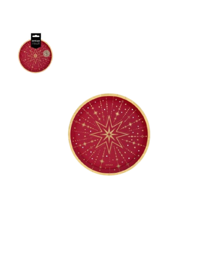 PLATO ROJO F.NAVIDAD 17CM C/1194067 B/6UD