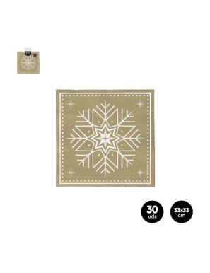 SERVILLETA 2CAPAS WINTER ORO 33X33CM C/1242004 30U