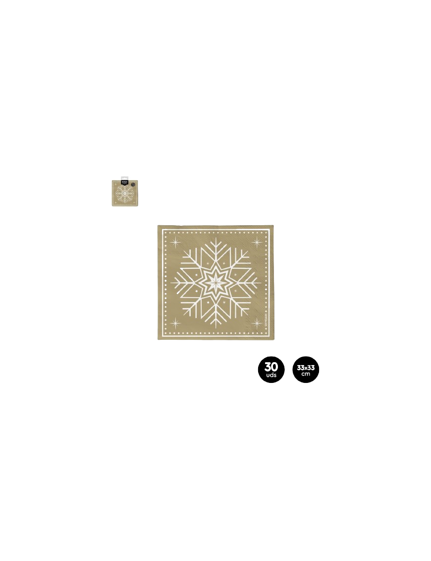 SERVILLETA 2CAPAS WINTER ORO 33X33CM C/1242004 30U