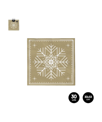 SERVILLETA 2CAPAS WINTER ORO 33X33CM C/1242004 30U