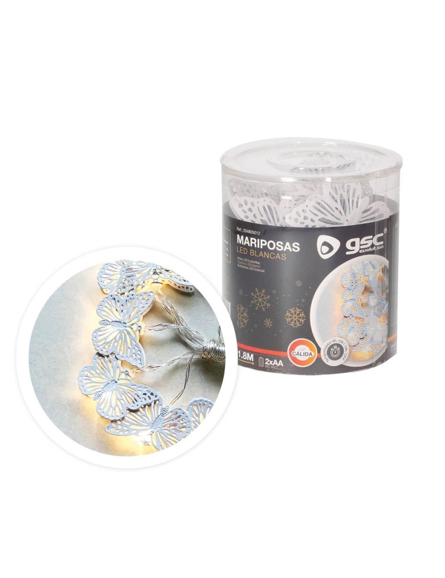 LUZ LED GSC MARIPOSAS BLANCAS CALIDA 1,8 METROS