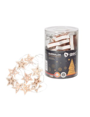 LUZ LED GSC ESTRELLAS MADERA CALIDA 1,35 METROS